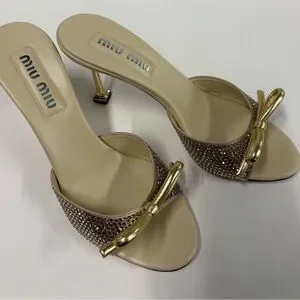 MIU MIUゴールドピンヒール Vtg MIU MIU SS2011 PINK & GOLD LEATHER HEELS 36.5 | eBay